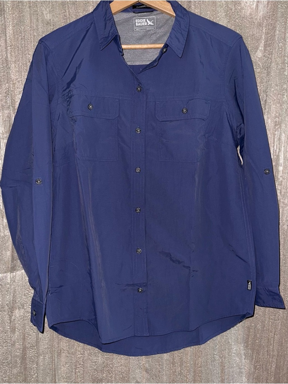 NEW Eddie Bauer Mountain Ripstop L/S Top {Small} Blue UPF50+ Moisture Wicking